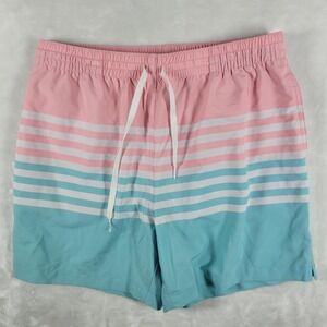 Chubbies On The Horizon Swim Trunks Men's XL Pink Blue 5.5" Inseam Stripe Shorts